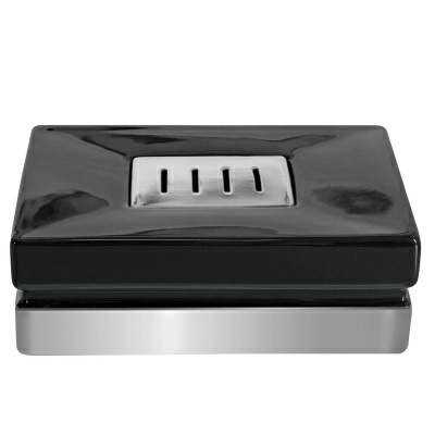 Мыльница Spirella Roma, цвет черный с серебряным