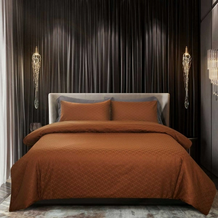 Комплект постельного белья семейный Pappel Jacquard Brown фото 1